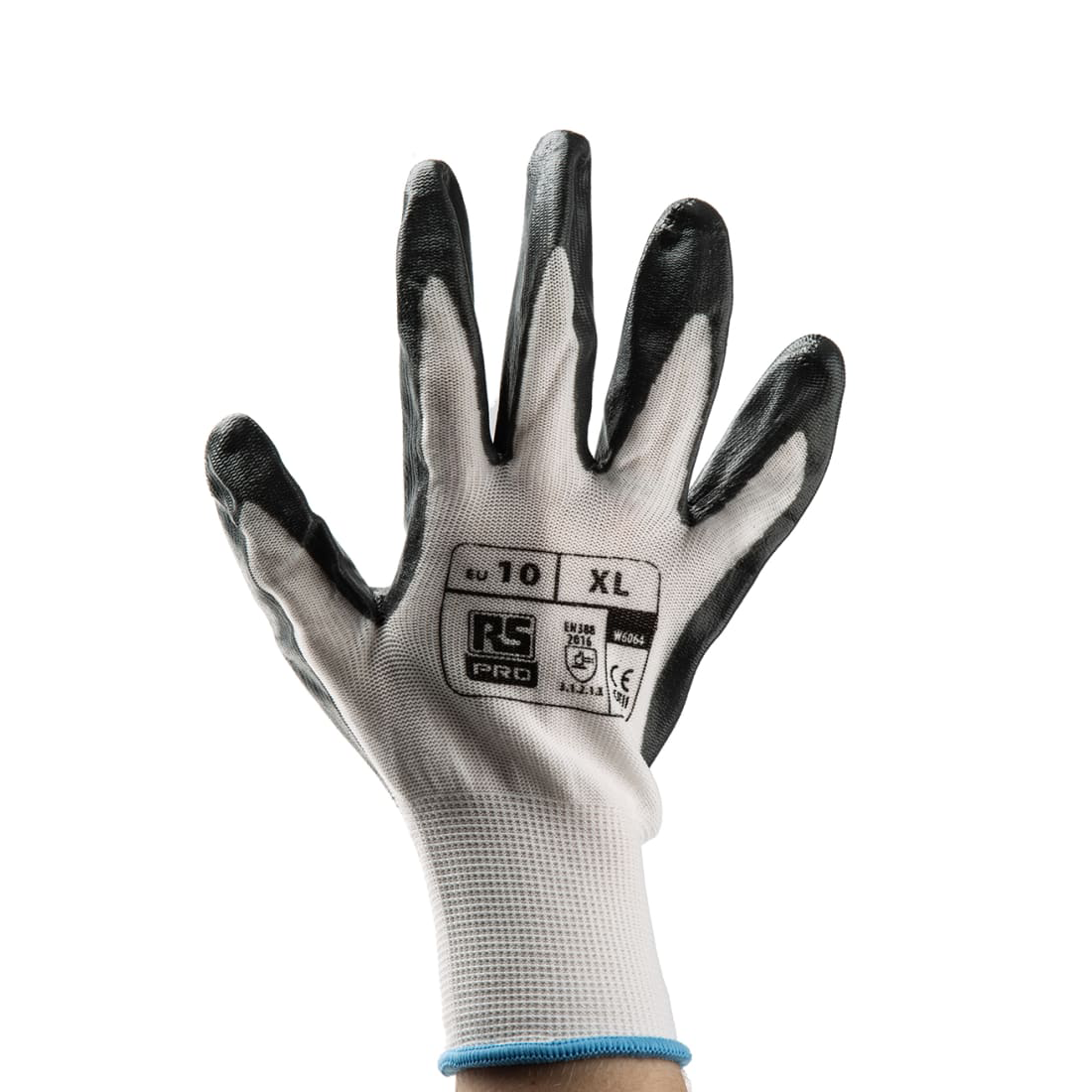 RS PRO, White Nitrile Coated Work Gloves, Size 10