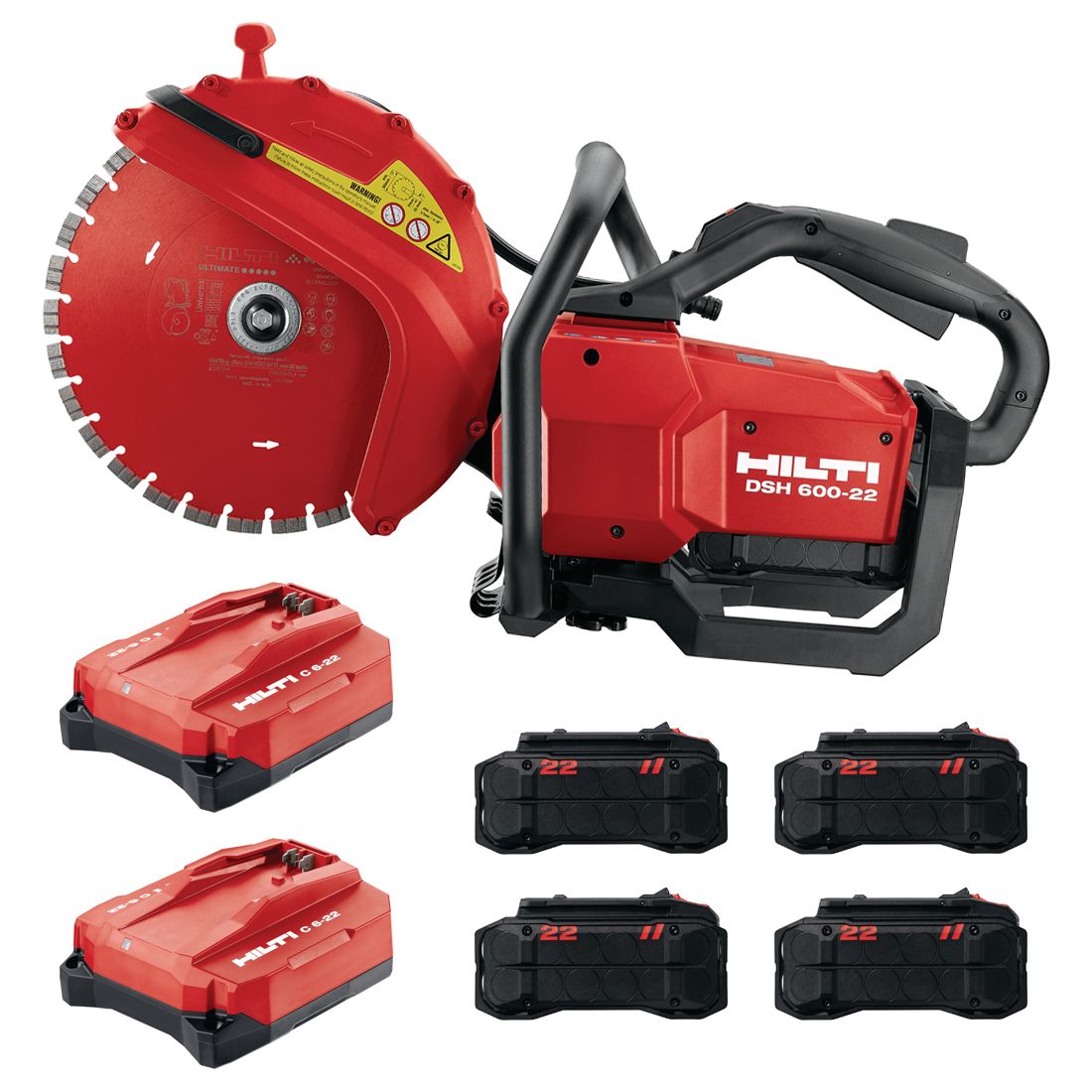 Hilti NURON Cordless Cut-off Saw, 4x 8Ah Batteries, 2x Chargers, Carrying Case