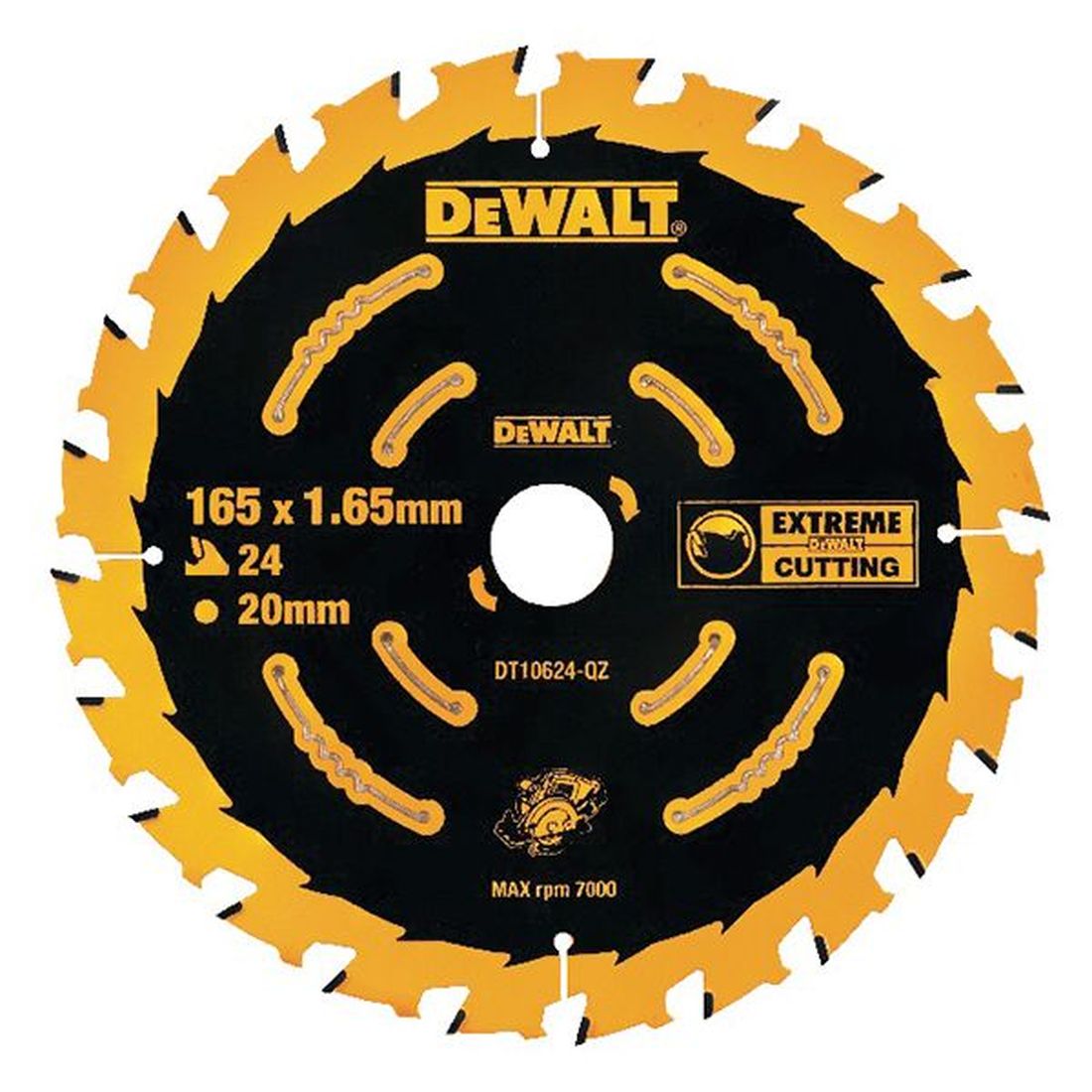 DEWALT Cordless Extreme Framing Circular Saw Blade 165 x 20mm x 24T                    