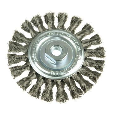 knot-wheel-brush-115-x-14mm-22-2mm-bore-0-50-stainless-steel-wire