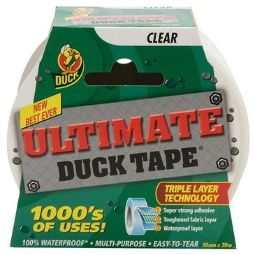 Clear Ultimate Duck Tape 100% Waterproof multi-purpose 50mm x 20mtr Gaffa  Strong