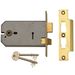 UNION 2077-5 3 Lever Horizontal Mortice Lock Polished Brass 124mm                     