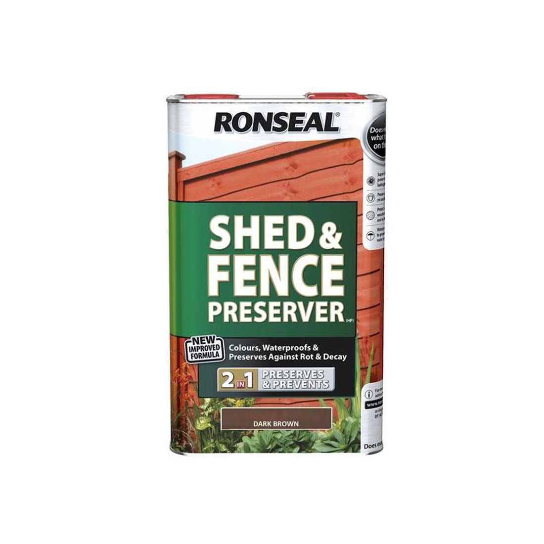 Ronseal Shed & Fence Preserver Dark Brown 5 litre                                       