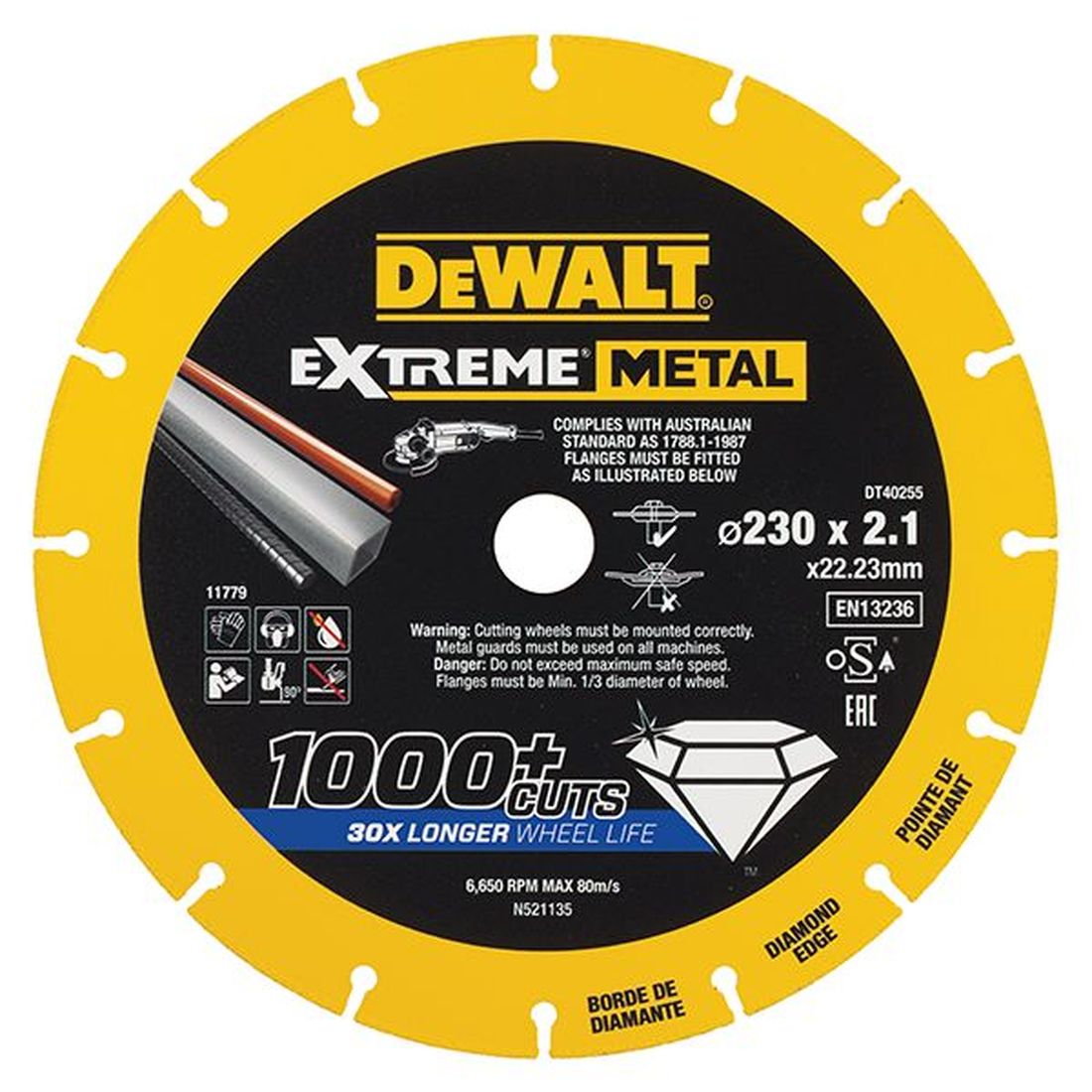 DEWALT Extreme Metal Cut Off Saw Blade 230 x 22.23 x 2.10mm                            