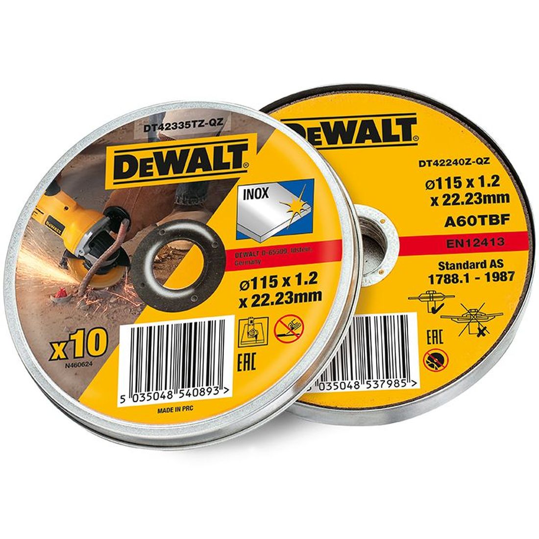 DEWALT DT42335TZ Inox Metal/Stainless Cutting Disc 115 x 1.2 x 22.23mm (Tin of 10)     