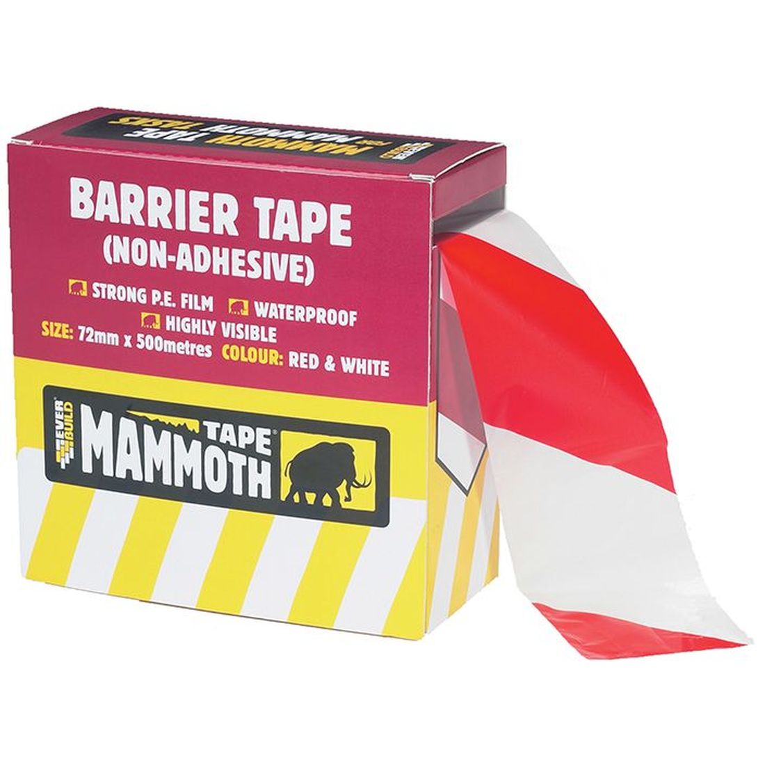 Everbuild Barrier Tape Red / White 72mm x 500m                                            