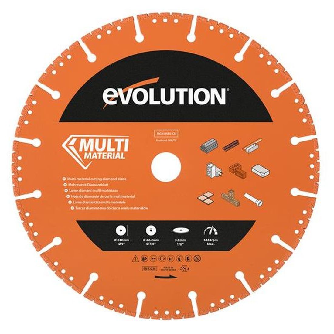 Evolution Multi-Material Diamond Demolition Disc Cutter Blade 230 x 22.2mm                