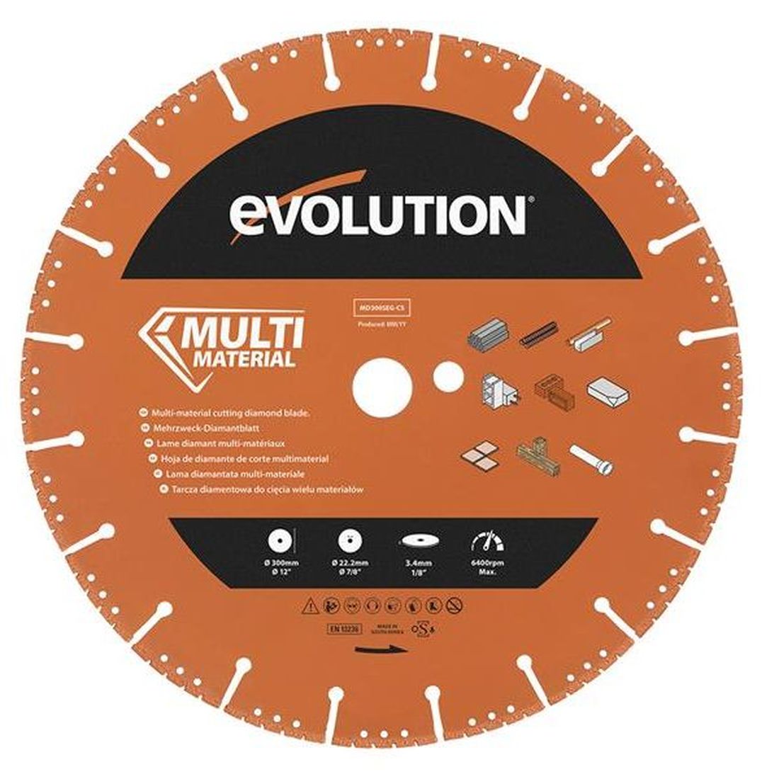 Evolution Multi-Material Diamond Demolition Disc Cutter Blade 300 x 22.2mm                