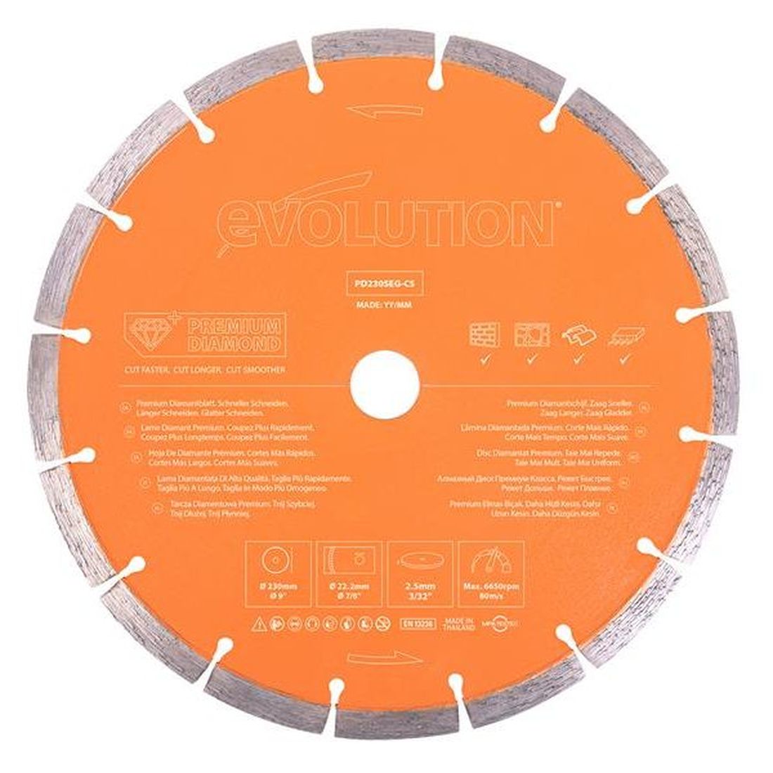 Evolution Premium Diamond Disc Cutter Blade 230 x 22.2mm                                  