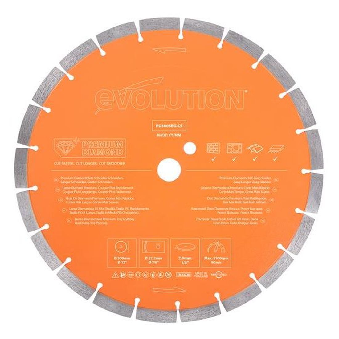 Evolution Premium Diamond Disc Cutter Blade 300 x 22.2mm                                  