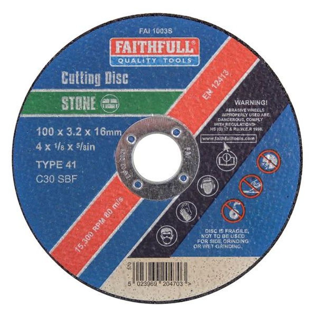 Faithfull Stone Cut Off Disc 100 x 3.2 x 16mm                                             