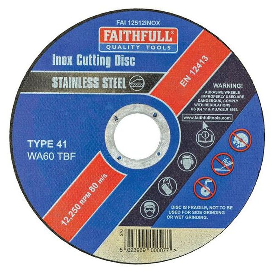Faithfull Inox Cutting Disc 115 x 1.2 x 22.23mm                                           