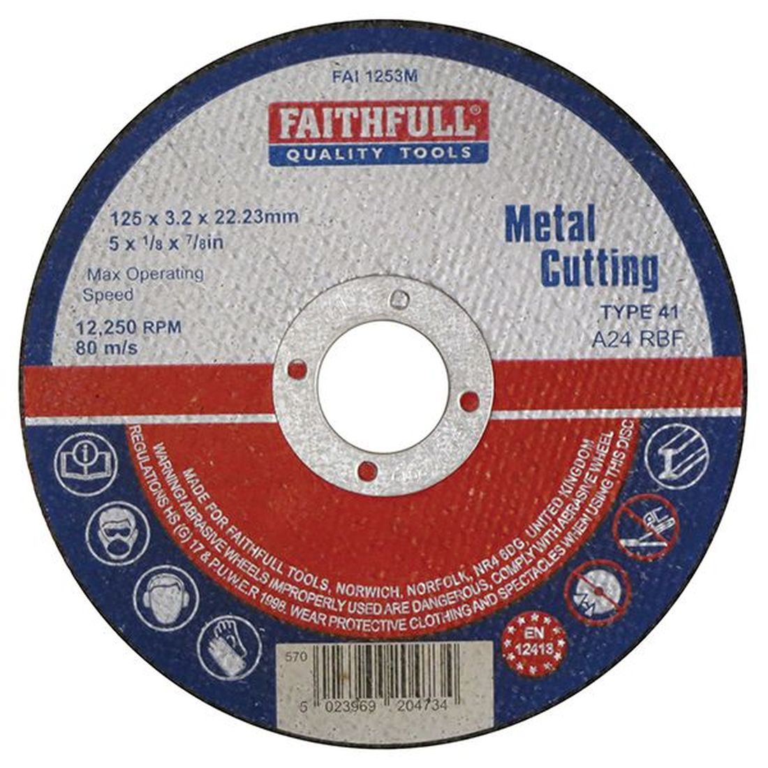 Faithfull Metal Cut Off Disc 125 x 3.2 x 22.23mm                                          