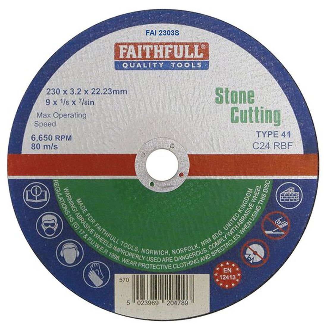 Faithfull Stone Cut Off Disc 230 x 3.2 x 22.23mm                                          