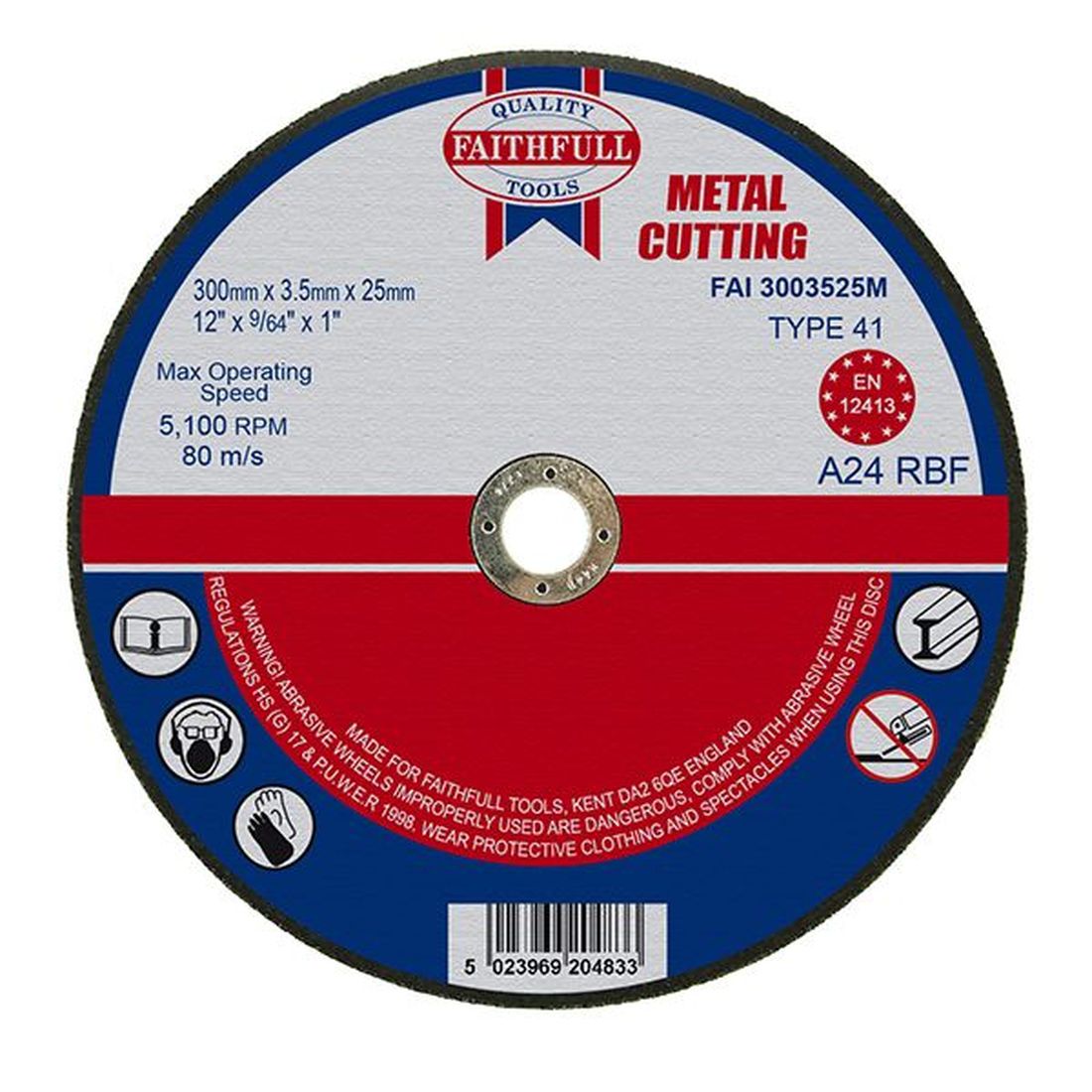 Faithfull Metal Cut Off Disc 300 x 3.5 x 25.4mm                                           