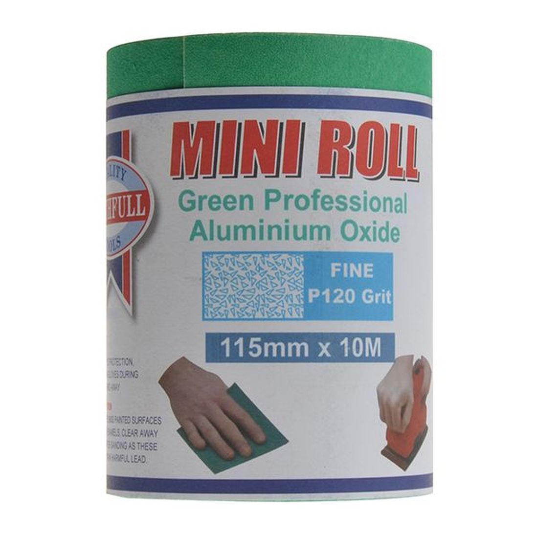 Faithfull Aluminium Oxide Sanding Paper Roll Green 115mm x 10m 120G                       