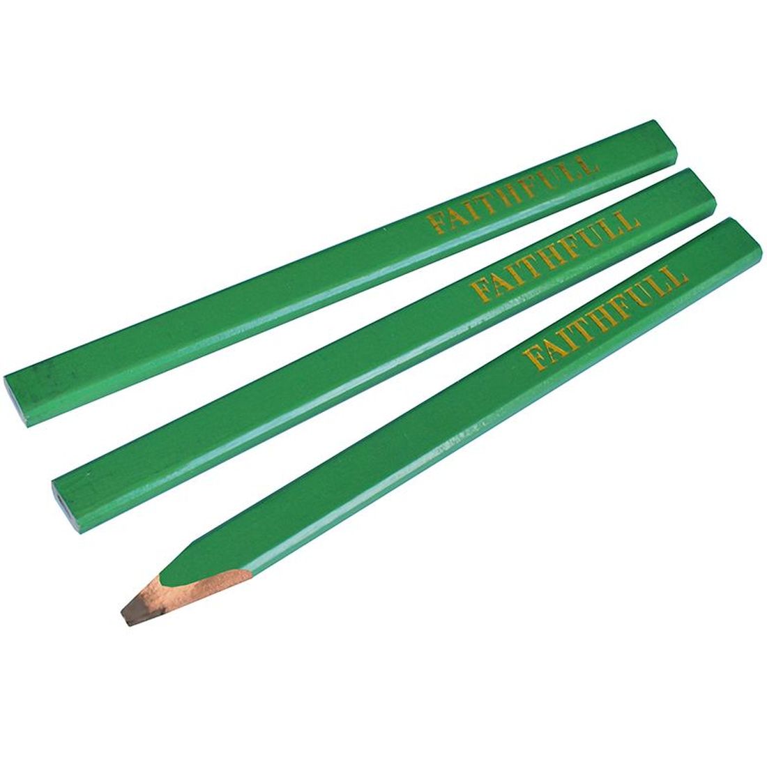 Faithfull Carpenter's Pencils - Green / Hard (Pack 3)                                     