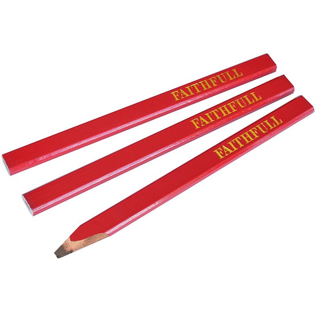 Faithfull Carpenter's Pencils - Red / Medium (Pack 3)                                     
