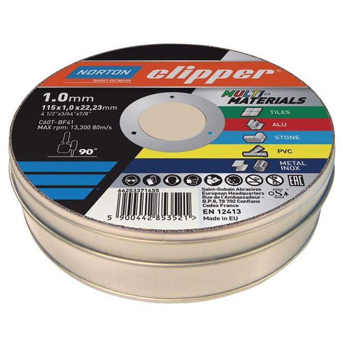 Flexovit Clipper Multi-Materials Cutting Discs 115 x 22.23mm (Tin of 10)                