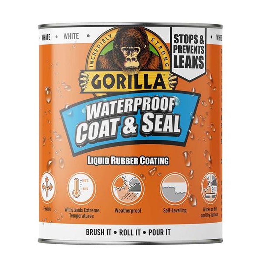 Gorilla Glue Waterproof Coat & Seal Liquid Rubber Coating White 946ml                        