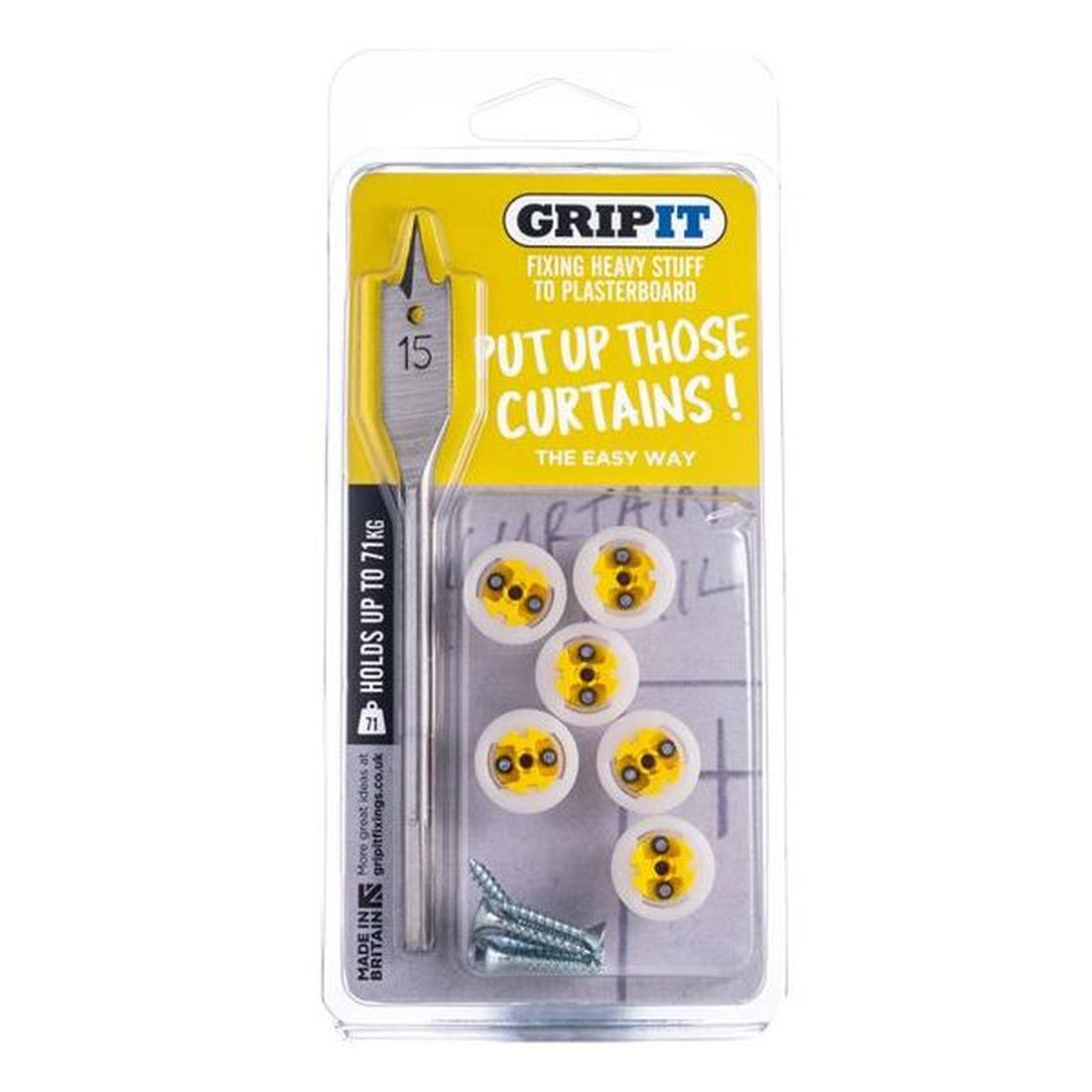 Gripit Curtain Kit, Clam Pack            