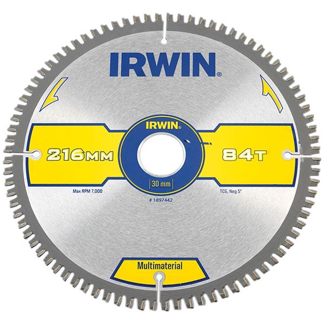 IRWIN Multi Material Circular Saw Blade 216 x 30mm x 84T TCG                          