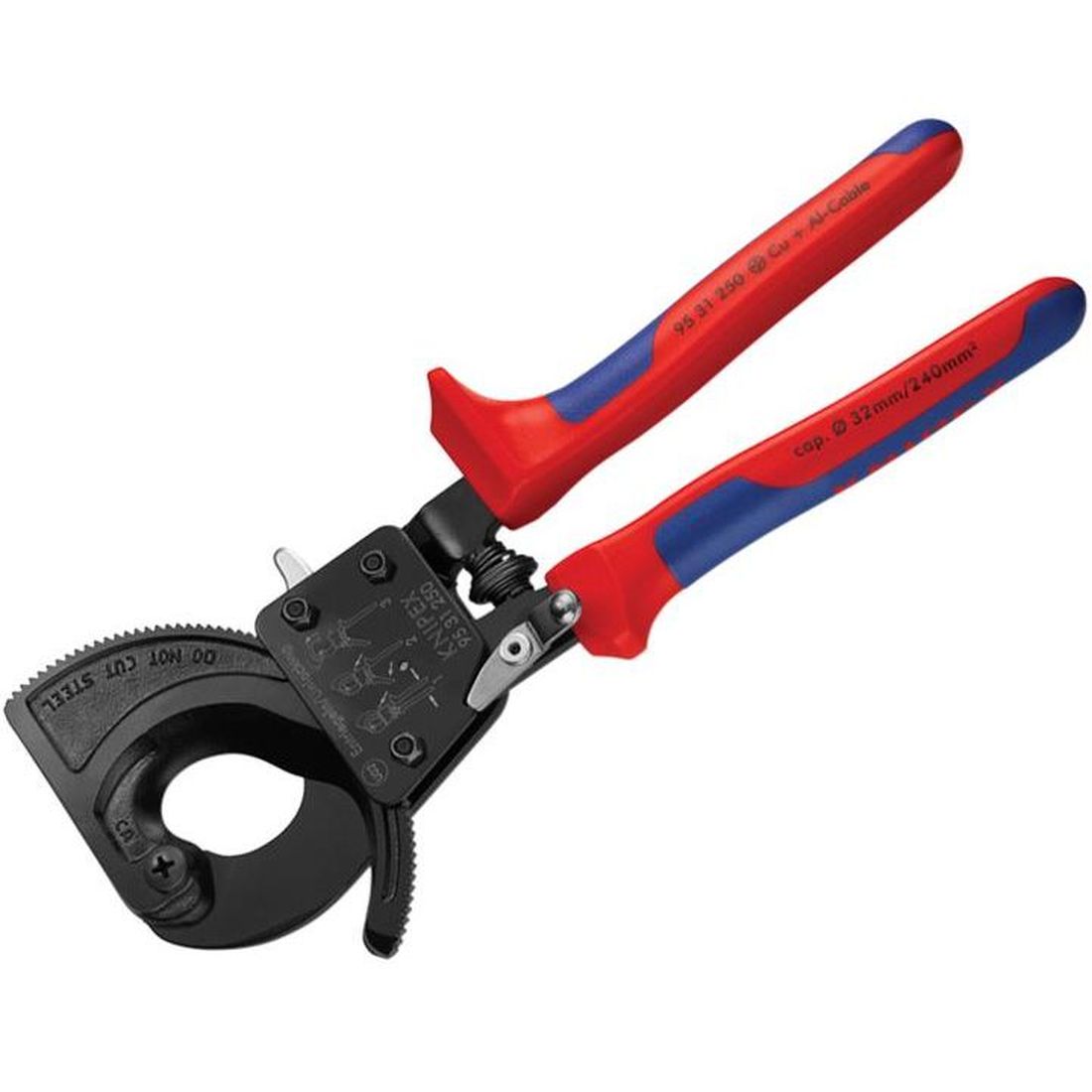 Knipex Ratchet Action Cable Shears Multi-Component Grip 250mm                          