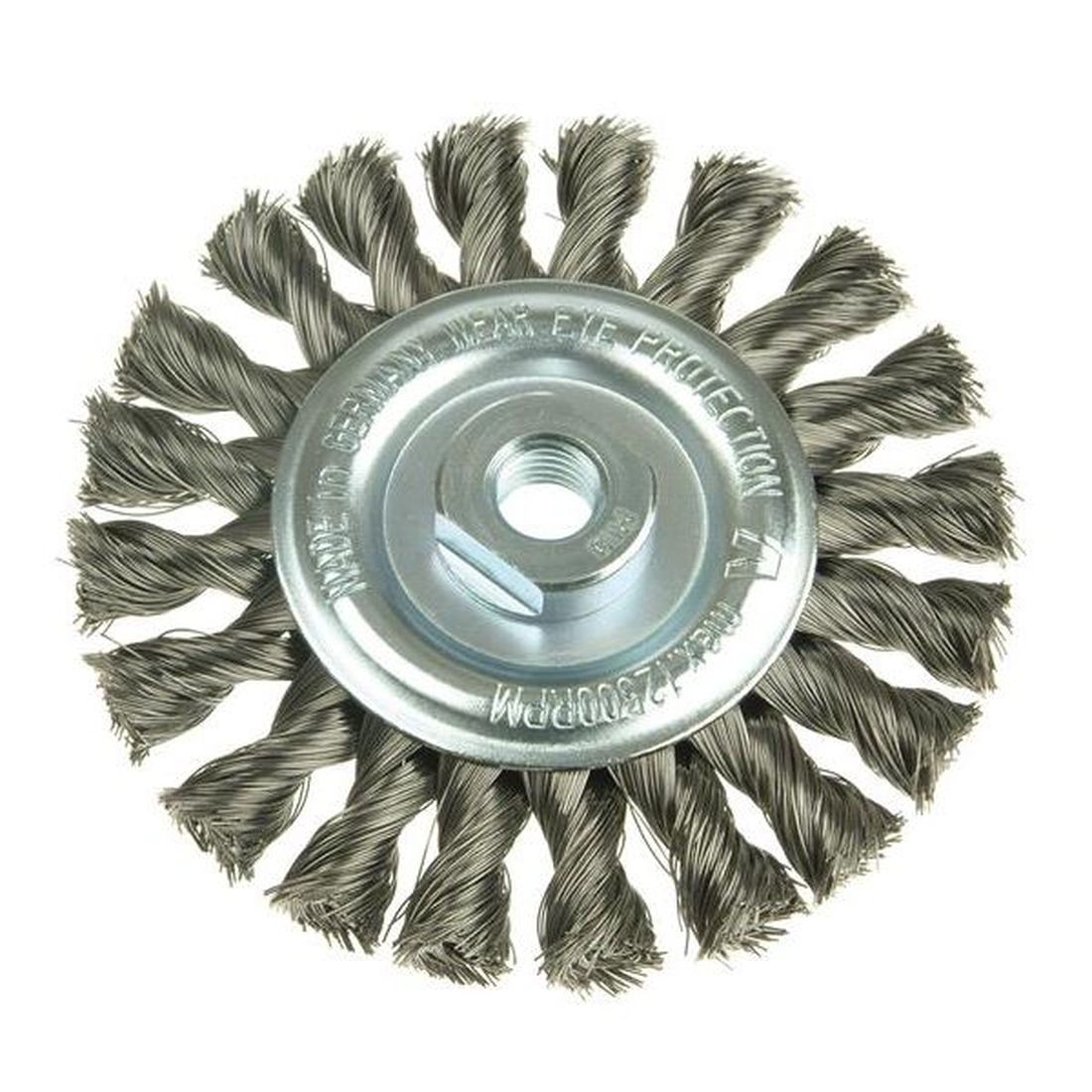 Lessmann Knot Wheel Brush 115 x 14mm 22.2mm Bore, 0.50 Stainless Steel Wire              