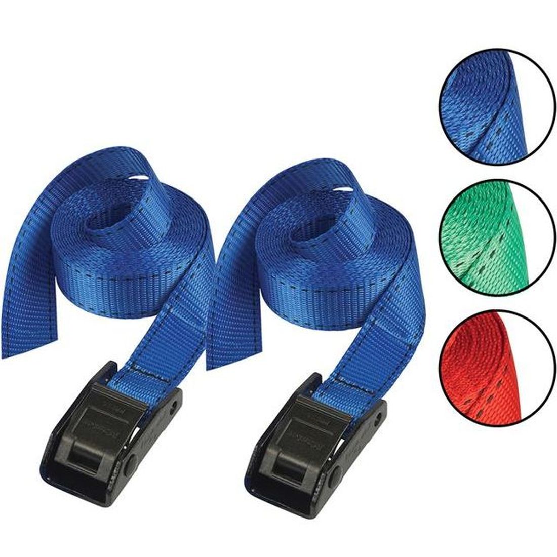Master Lock Lashing Strap with Metal Buckle, Coloured 5m 150kg (Pack 2)                     
