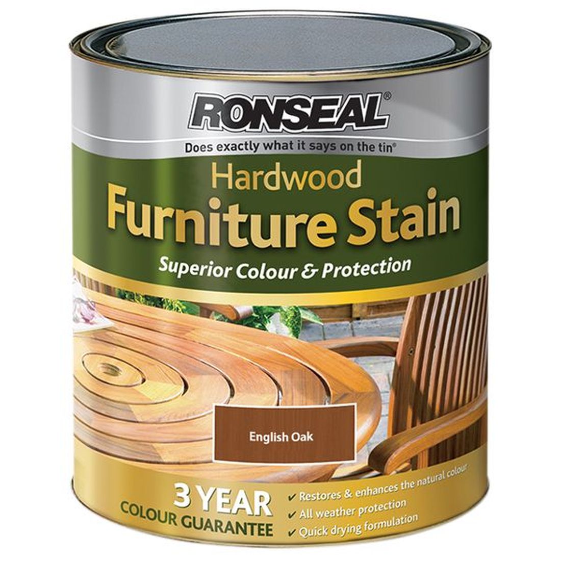 Ronseal Ultimate Protection Hardwood Garden Furniture Stain English Oak 750ml           