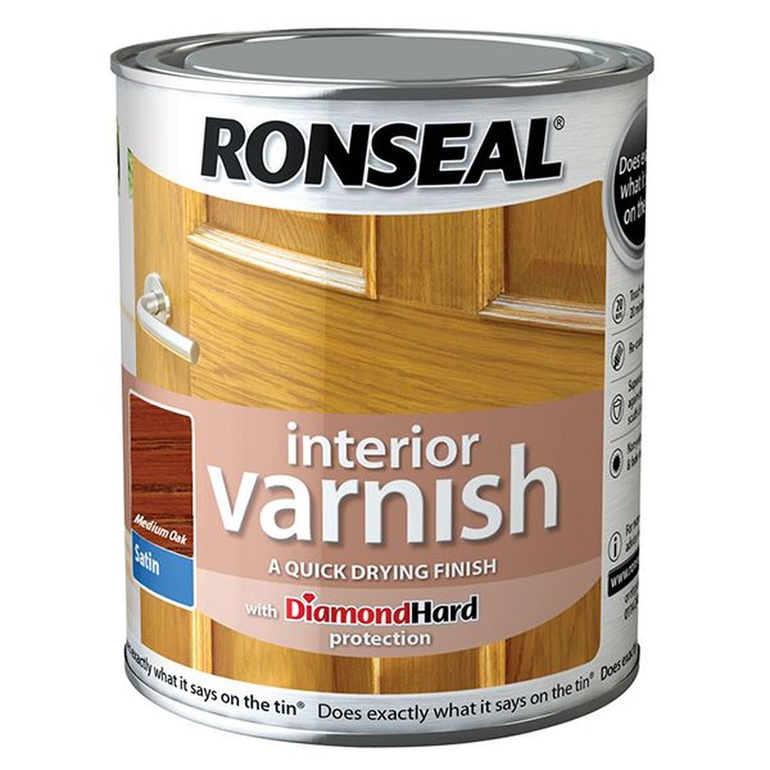 Ronseal Interior Varnish Quick Dry Satin Medium Oak 750ml                               