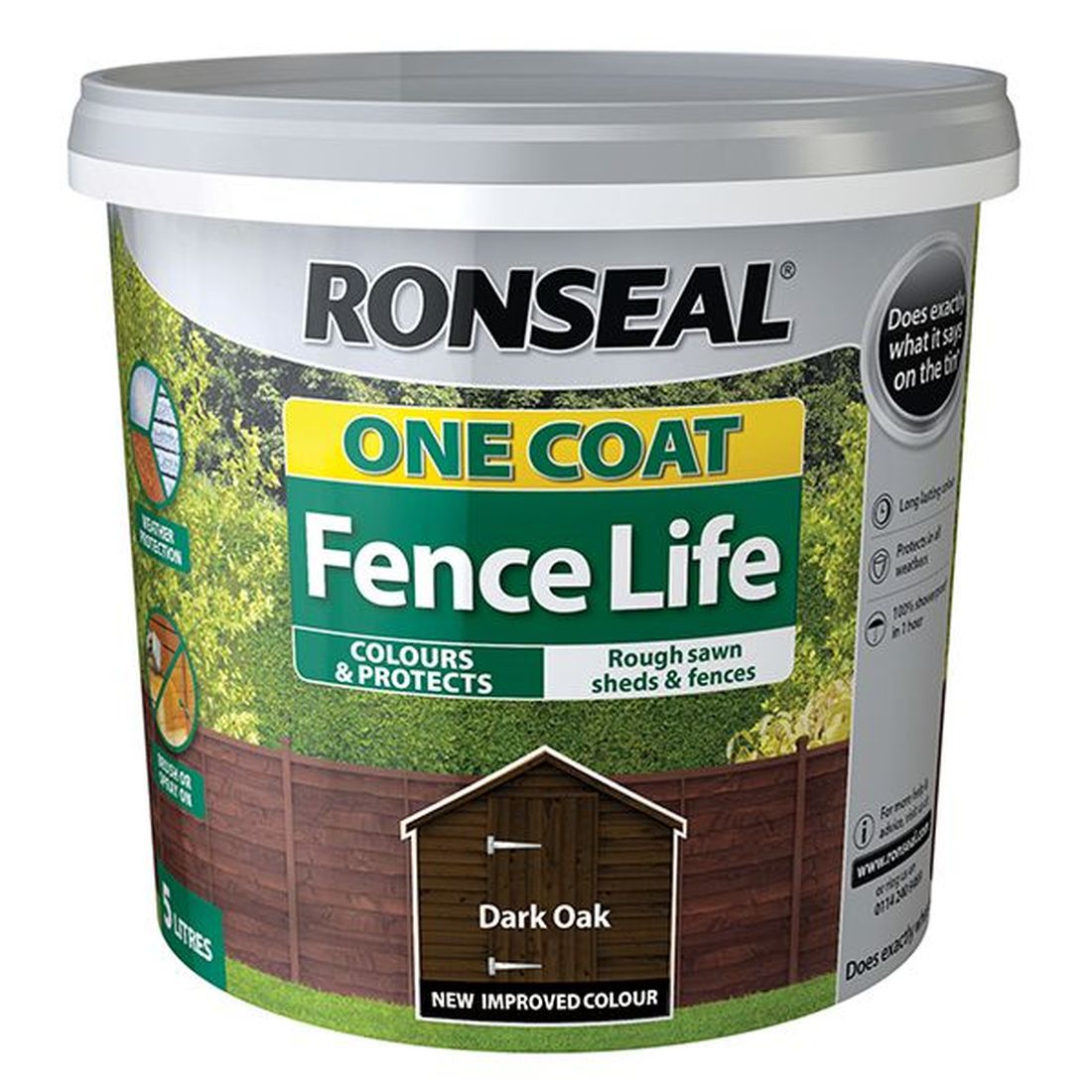 Ronseal One Coat Fence Life Dark Oak 5 litre                                            