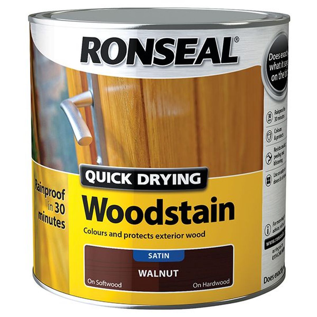 Ronseal Quick Drying Woodstain Satin Walnut 2.5 litre                                   
