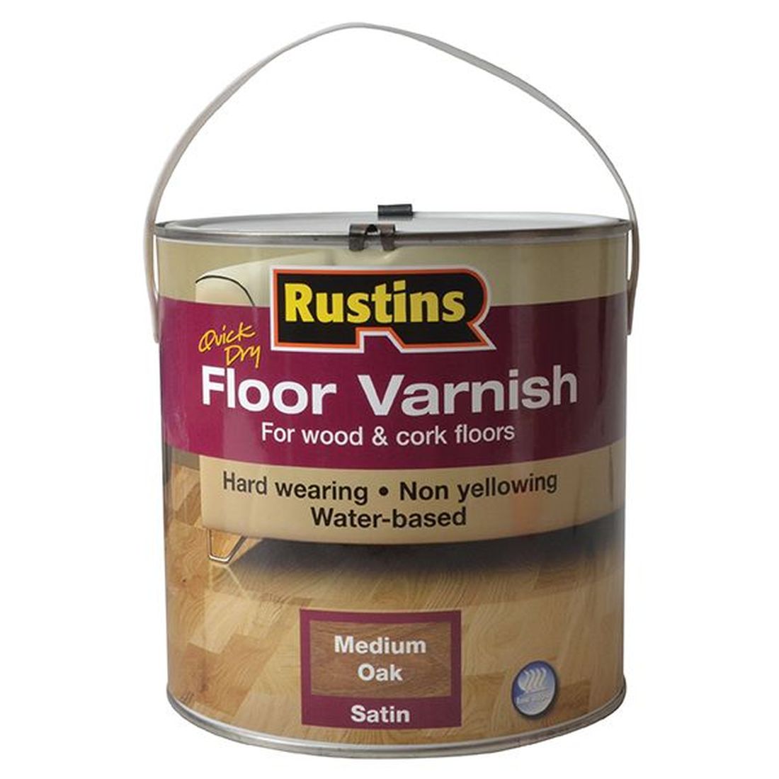 Rustins Quick Dry Coloured Floor Varnish Medium Oak 2.5 litre                           