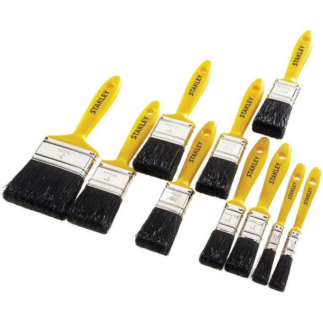 STANLEY Hobby Paint Brush Set of 10 12(2) 25(2) 38(3) 50(2) & 75mm                      