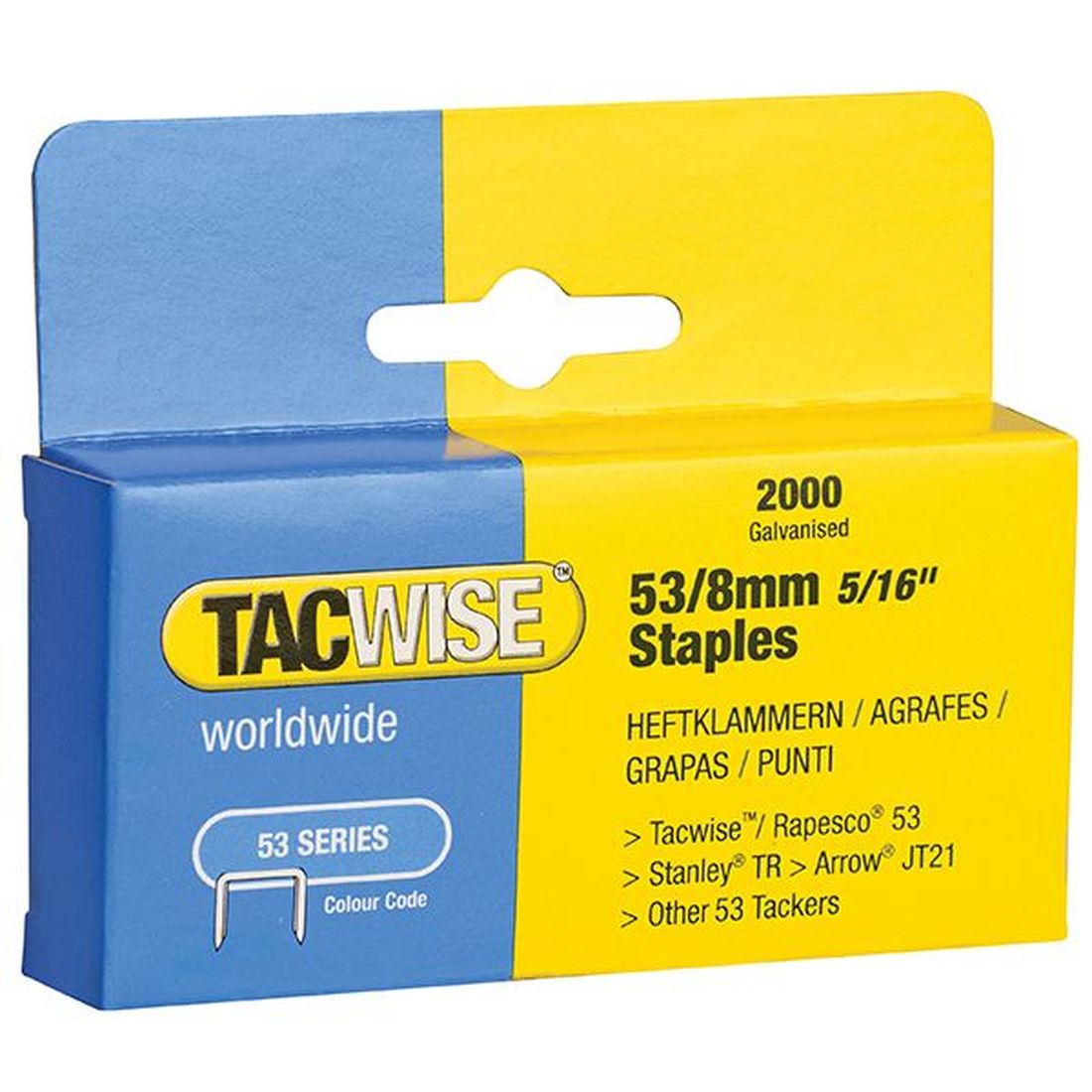 Tacwise 53 Light-Duty Staples 8mm (Type JT21  A) (Pack 2000)                            