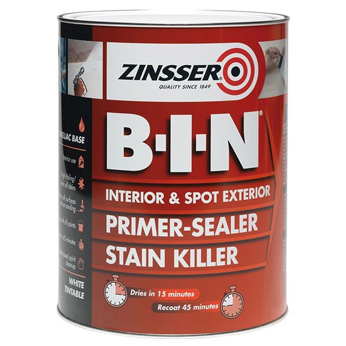 Zinsser B.I.N Primer, Sealer & Stain Killer Paint White 500ml                          
