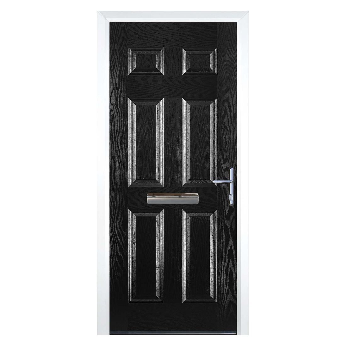 Black 6 Panel Composite Door Lh Hung 2100 X 920Mm