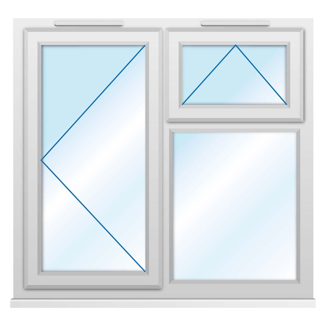 Upvc Window 1190 X 1040Mm 3Ptov Lh Clear Glazed A Rated
