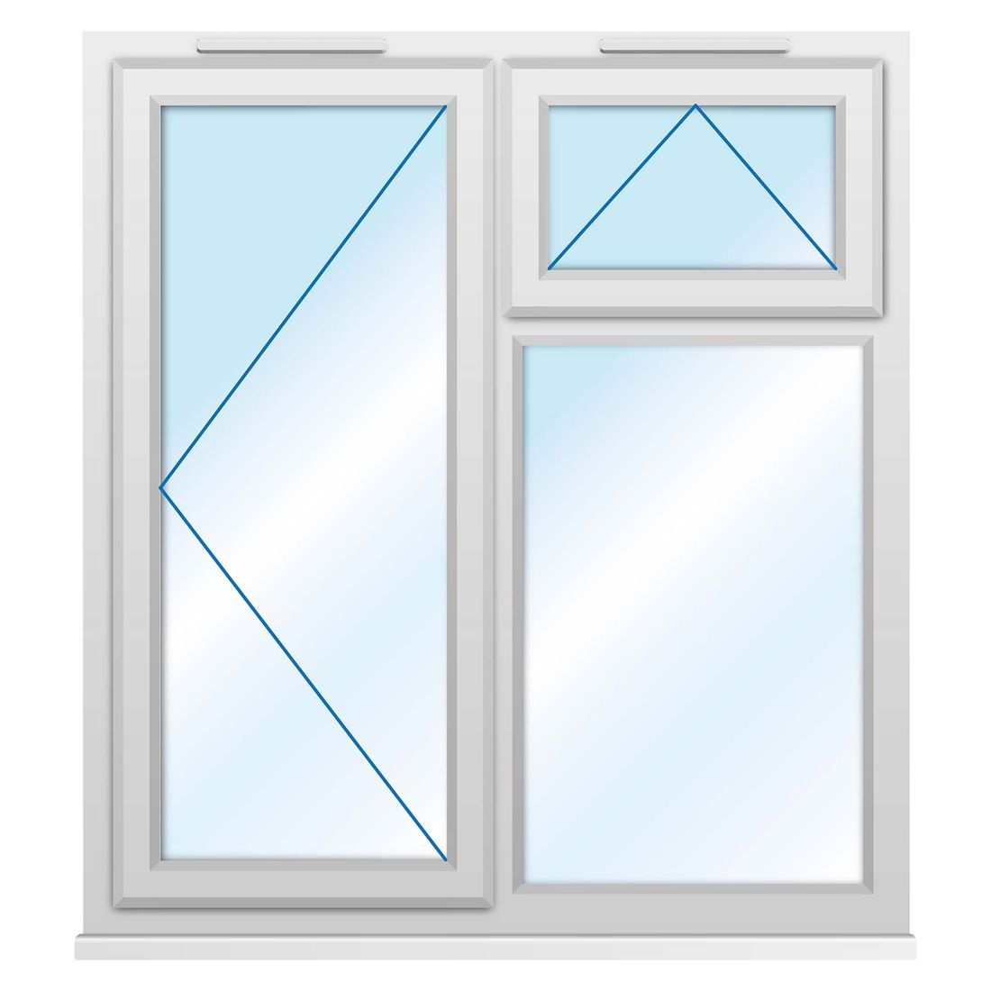 Upvc Window 1190 X 1190Mm 3Ptov Lh Clear Glazed A Rated