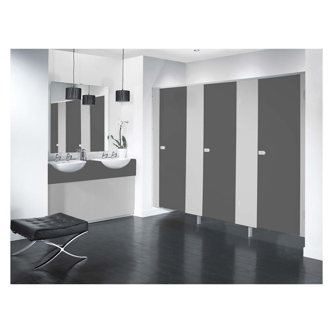 Toilet Cubicle Dividing Wall Box B - Plain Grey