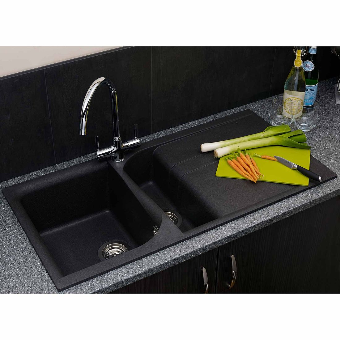 Reginox Granite Sink And Tap Reversible 1000 X 500 Black