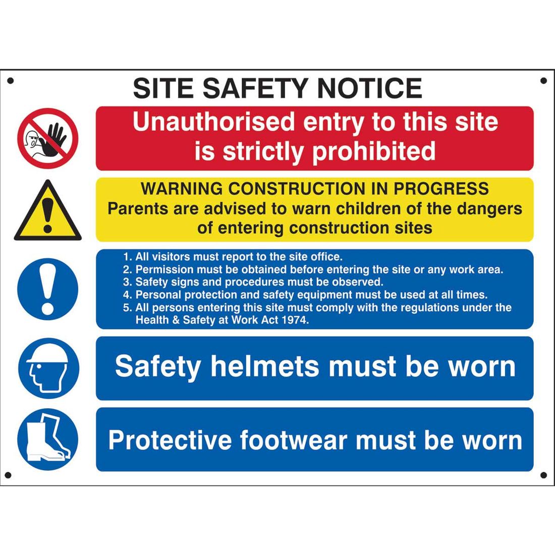 Site Safety Notice Sign 800 X 600Mm